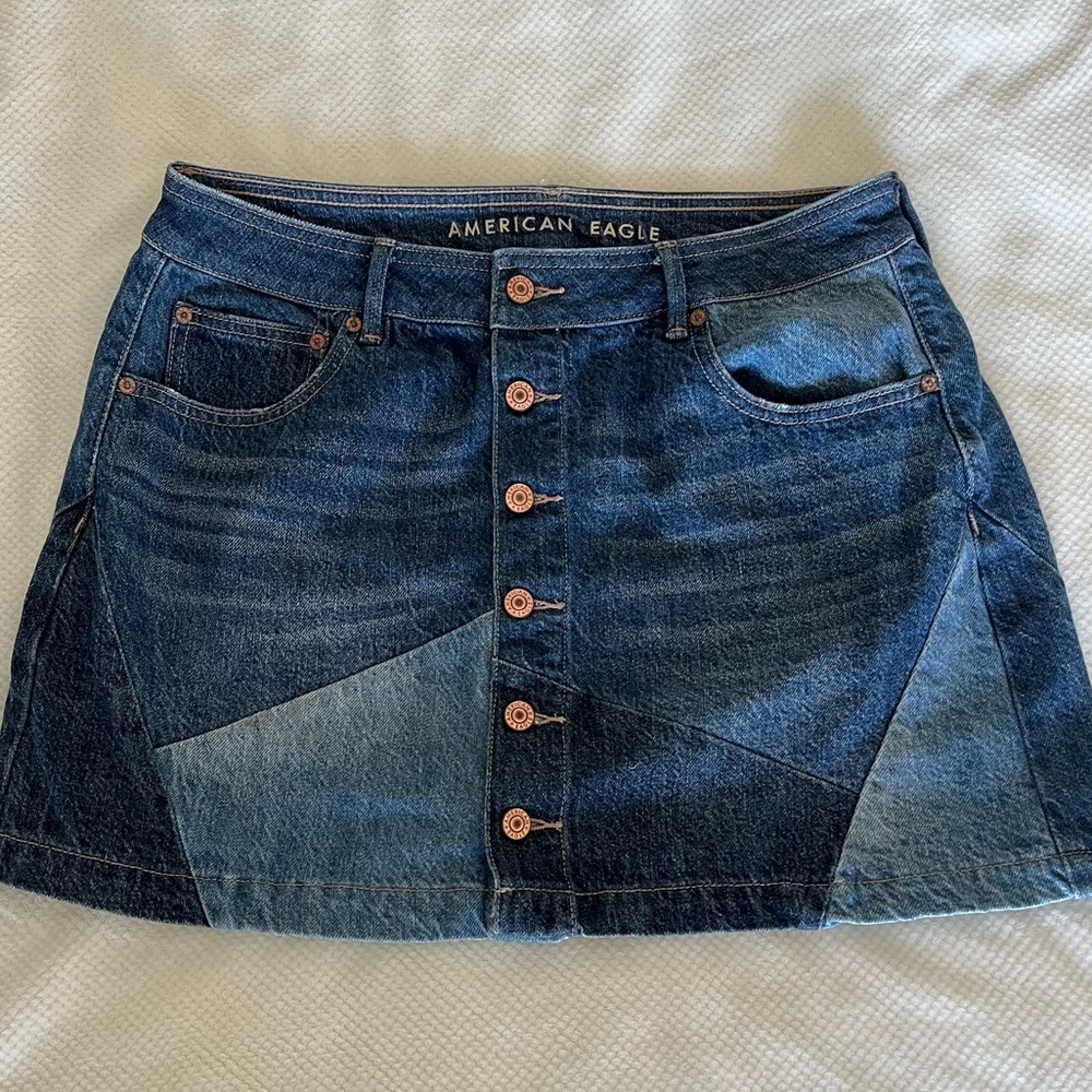 AE Denim Patchwork Skirt